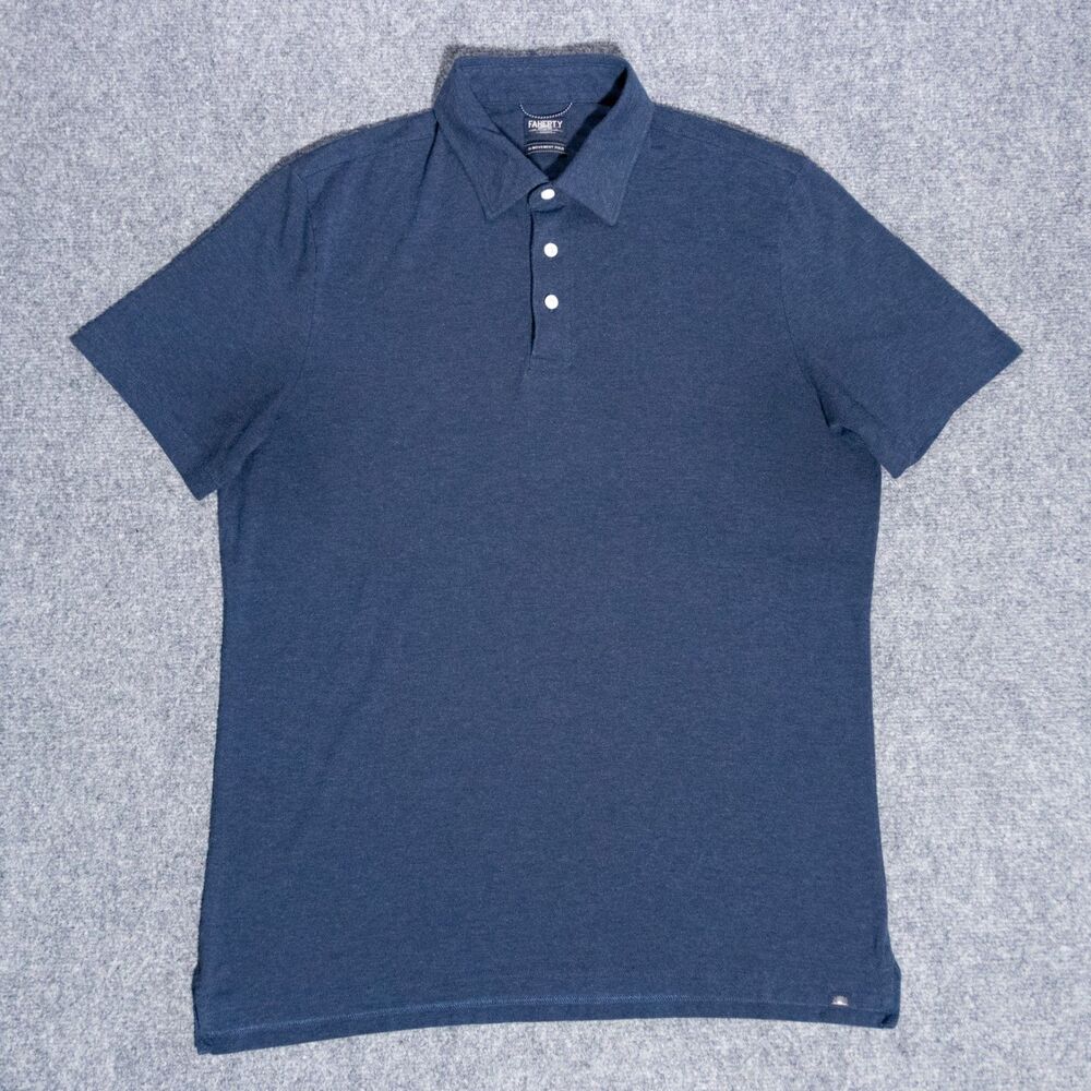 Faherty Reserve The Movement Polo Shirt Mens Large Navy Blue Pima Cotton Stretch